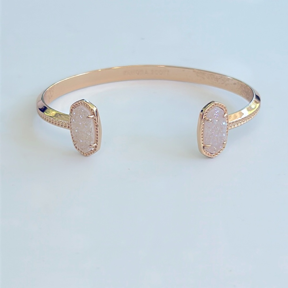 Kendra Scott Elton Cuff Bracelet Rose Gold Iridescent Druzy